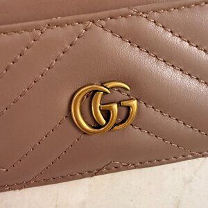 Gucci GG Marmont Keychain Wallet - Taupe
